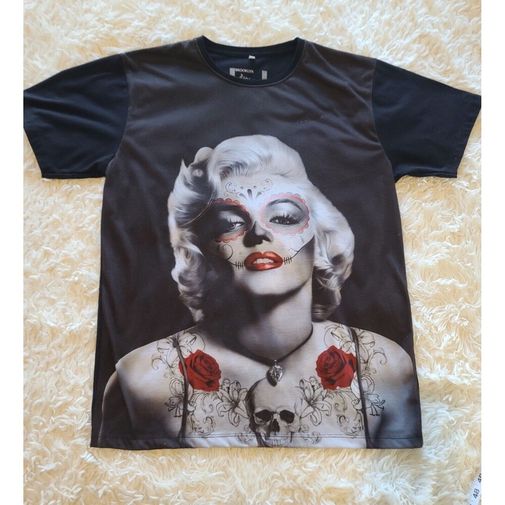 Brooklyn Mint Marilyn Monroe XL Black T-Shirt Sugar Skull